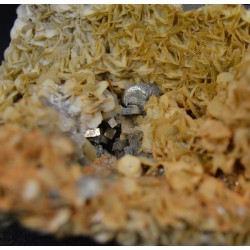 A small cluster of pyrite cubes and marcasite