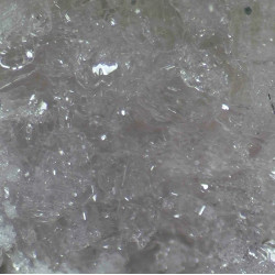 Close-up of a 3 mm cluster of vitreous yavapaiite crystals